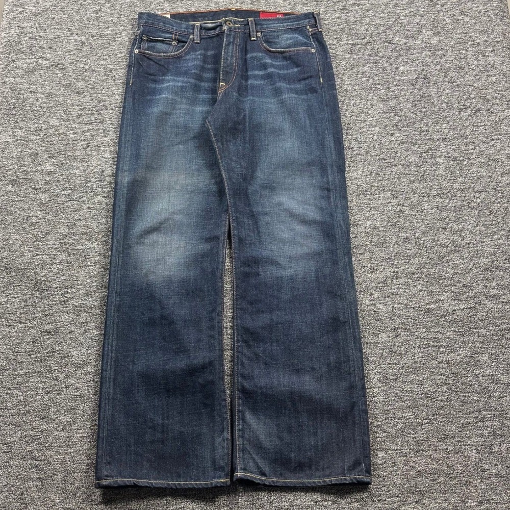 Y2K 2000s Grunge Low Rise Baggy Boot Cut Lion Embroidered Dark Wash Jeans 34x32
